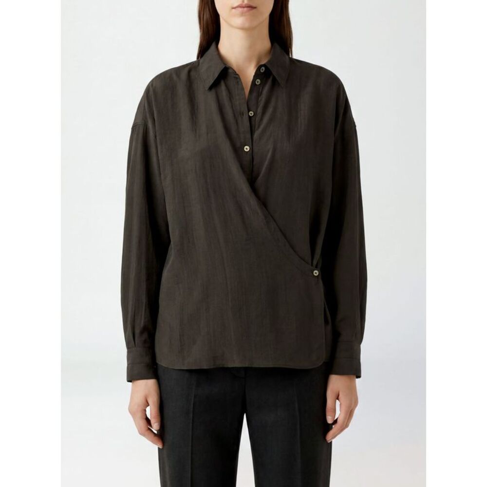Lemaire Women Lemaire Relaxed Fit Silk Blend Shirt With Asymmetric Closure